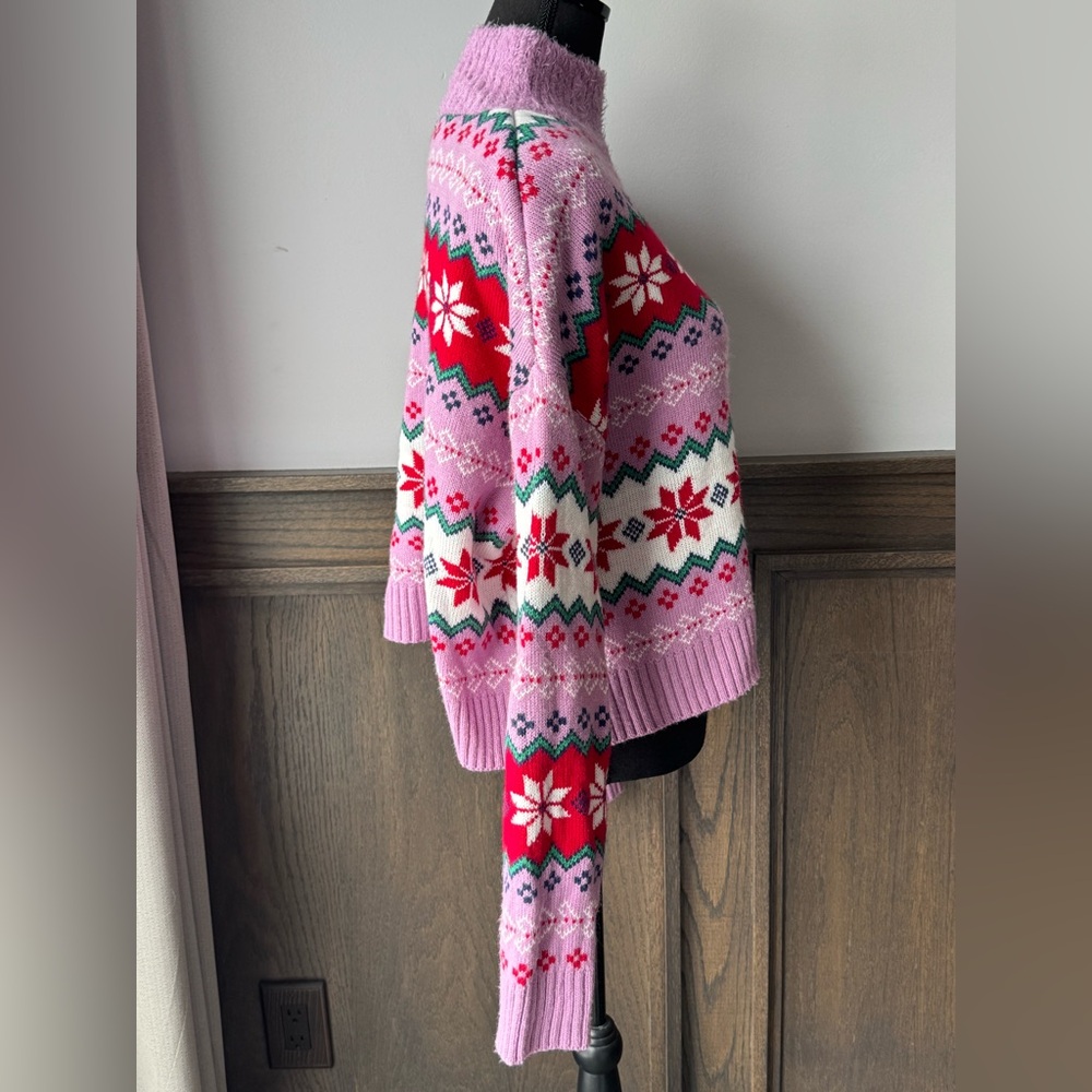 32 Degrees Purple and Red Patterned Turtleneck Sweater holiday XL - Picture 5 of 7